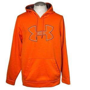 Men’s Under Armour Neon Orange Loose Hoodie Size Large Logo Hooded